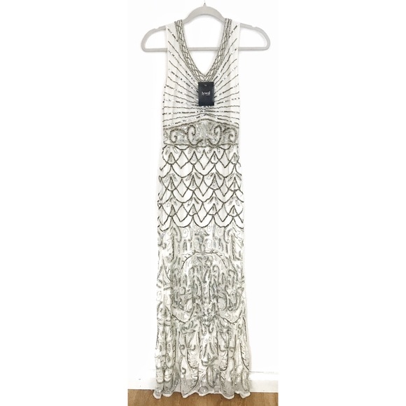 NWT Jywal Eva Off White Beaded Flapper Gown Medium - Picture 5 of 8